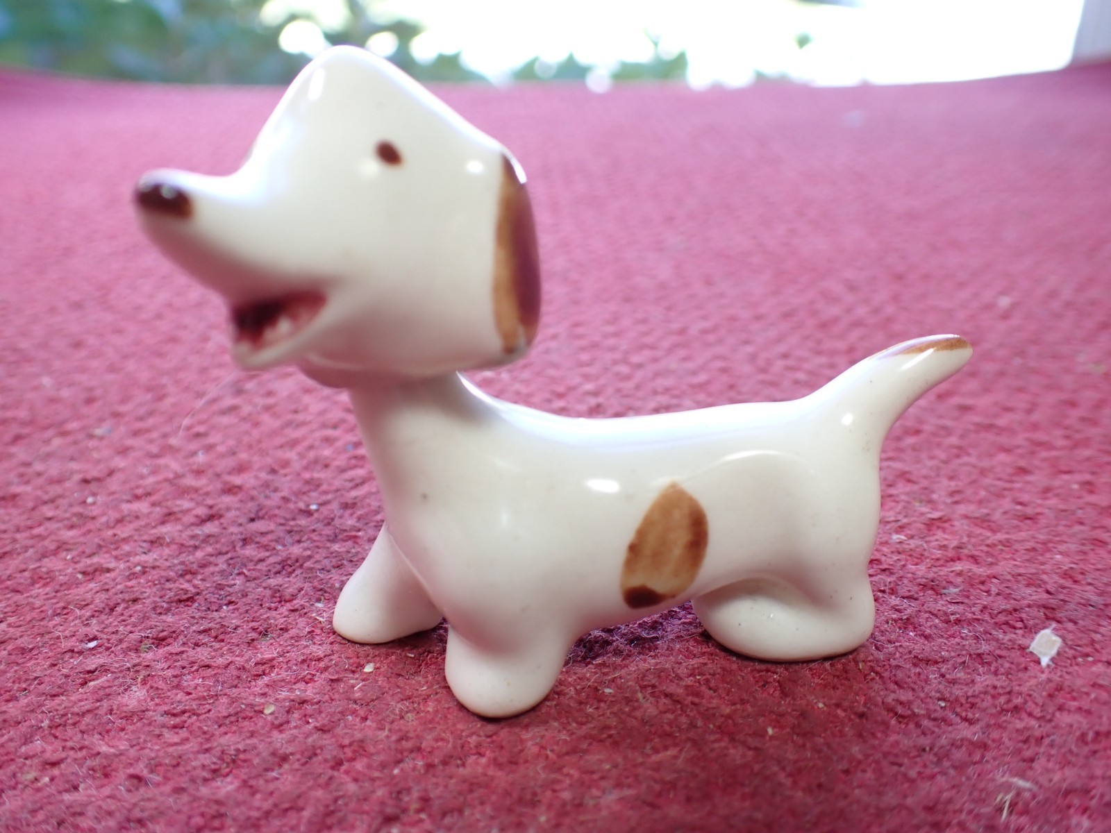 Vintage Miniature Porcelain Dachshund Wiener Dog Bobble Head Nodder Figurine
