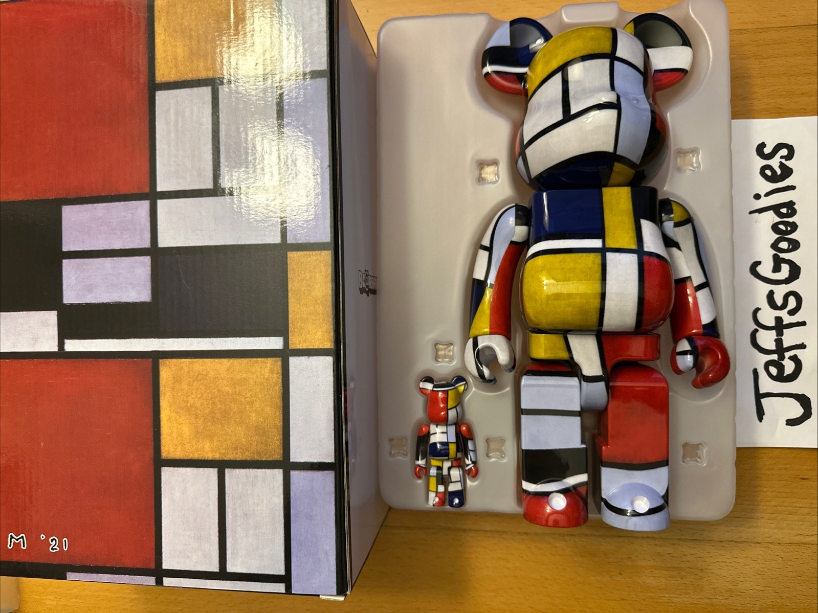 Medicom Be@rbrick Piet Mondrian 400% and 100% set graffiti bearbrick