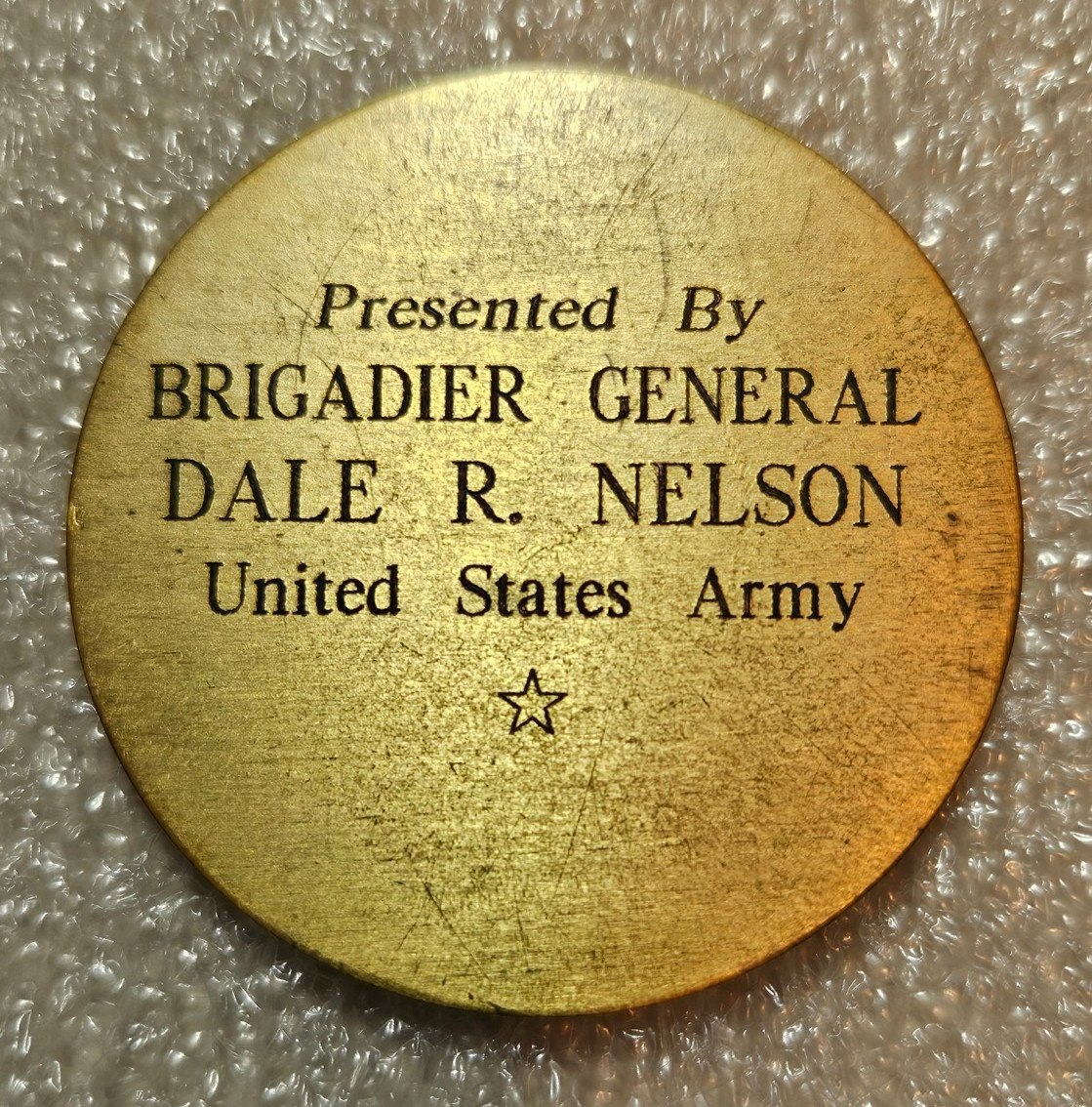 US Army Challenge Coin 1998 Brigadier General Dale R Nelson Dept Issue 45mm