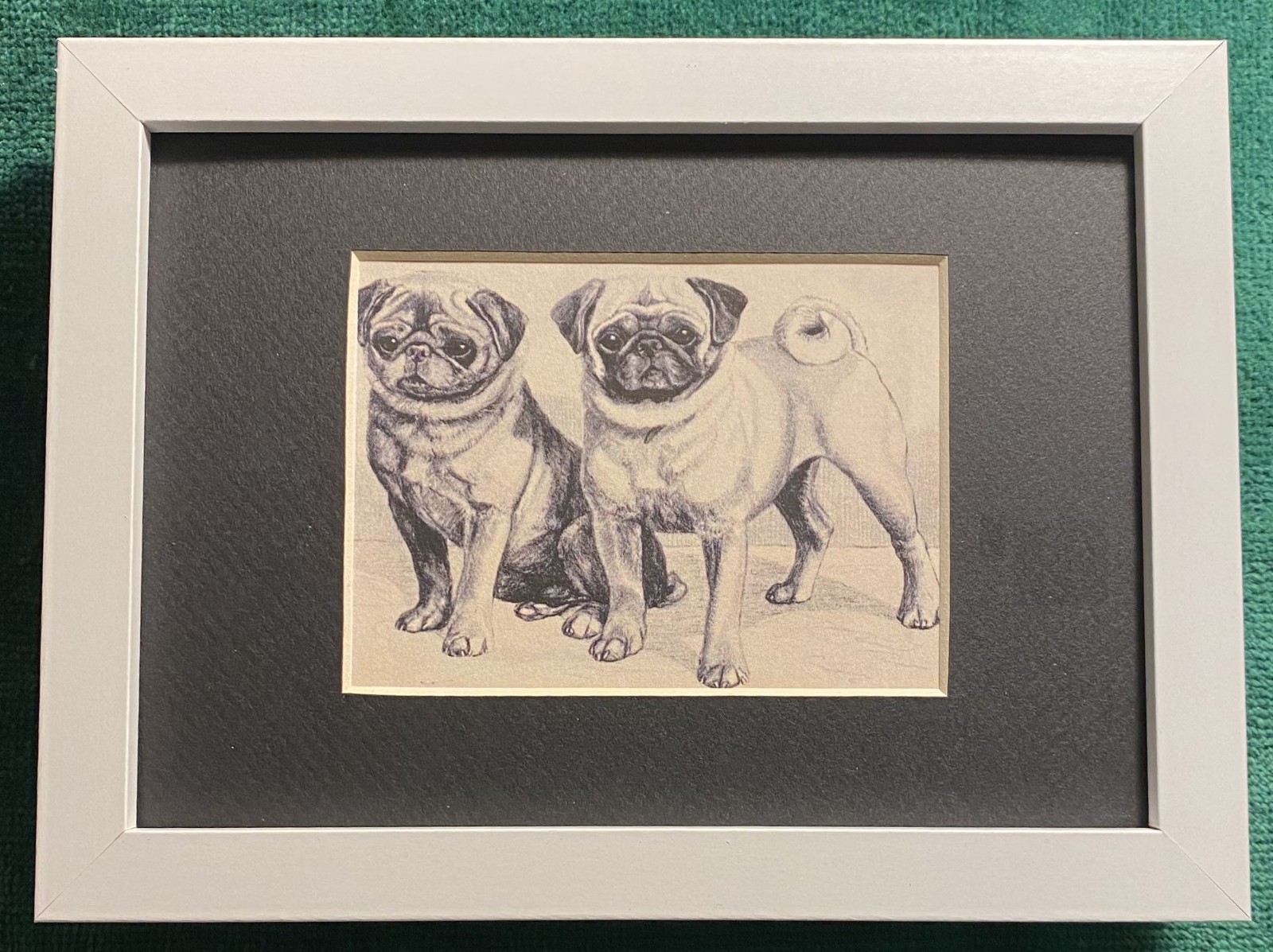 Pug MATTED | FRAMED | READY TO GIFT - 1986 Vintage Dog Art Print W