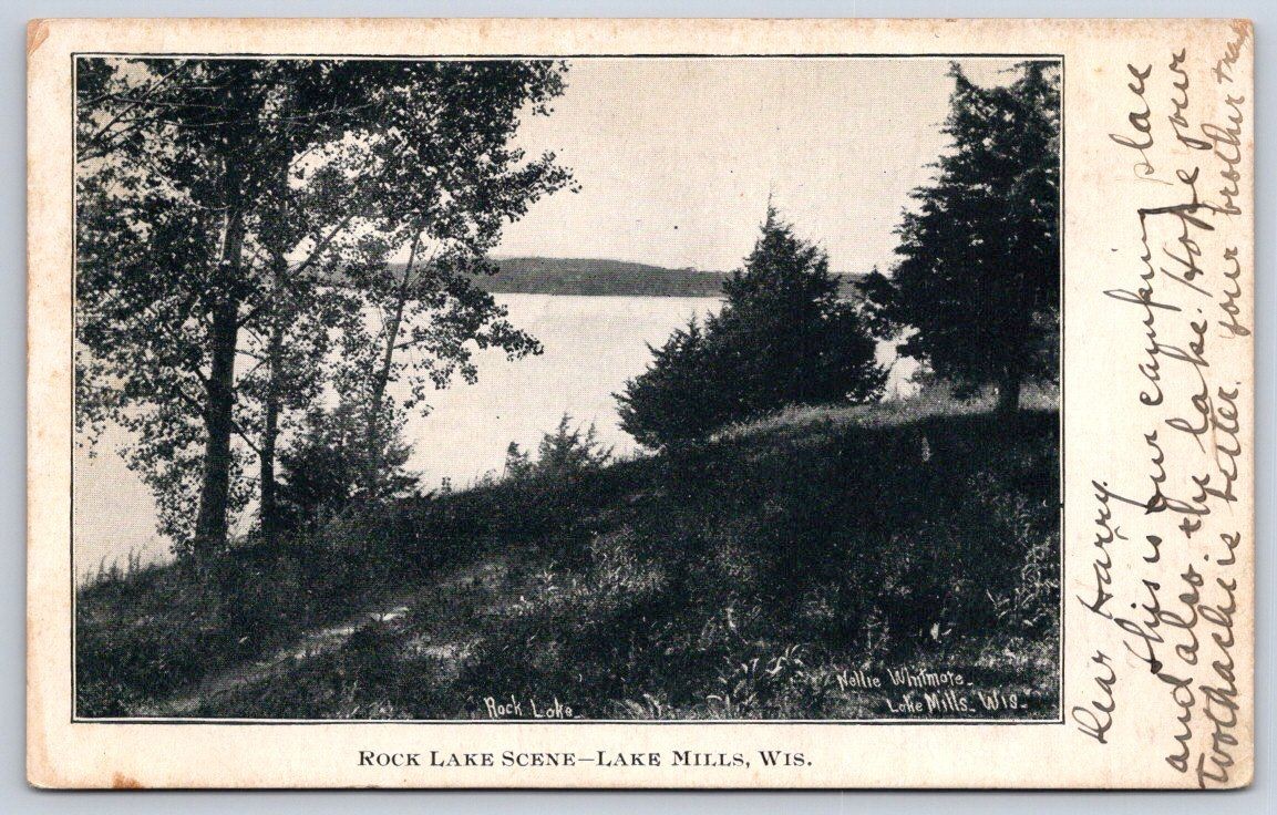 Antique Wisconsin Postcard LAKE MILLS Rock Lake Scene 1907 Antique Wisconsin Postcard LAKE MILLS Rock Lake Scene 1907