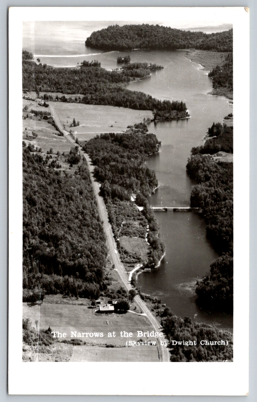 RPPC c1950s Aerial View The Narrows Chateaugay Lake Merrill New York Postcard
