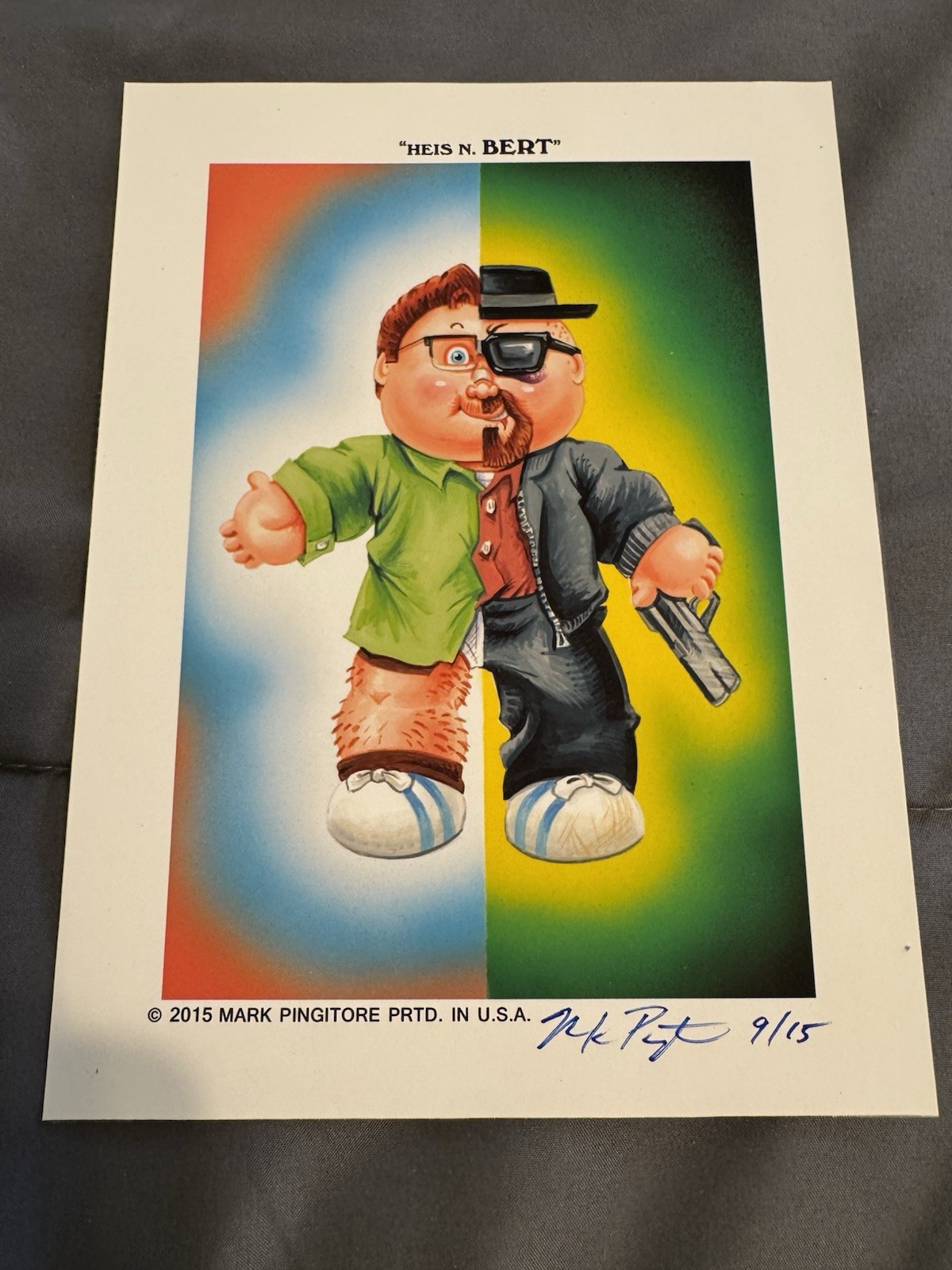 2015 Mark Pingitore Garbage Pail Kids Signed Art Print Weird Walt Breaking Brad