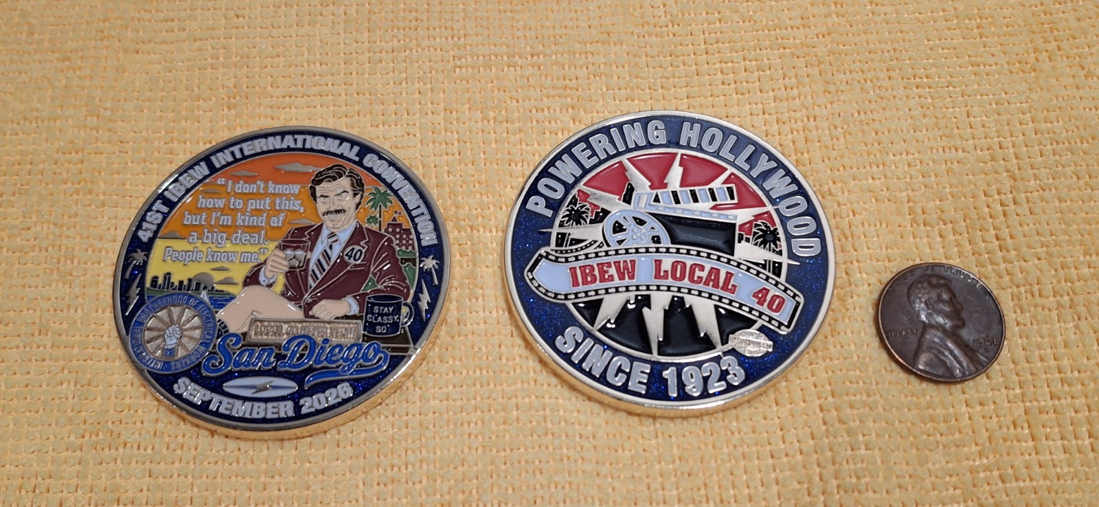 IBEW Local 40 Challenge Coin San Diego 41st Convention Ron Burgundy 2026
