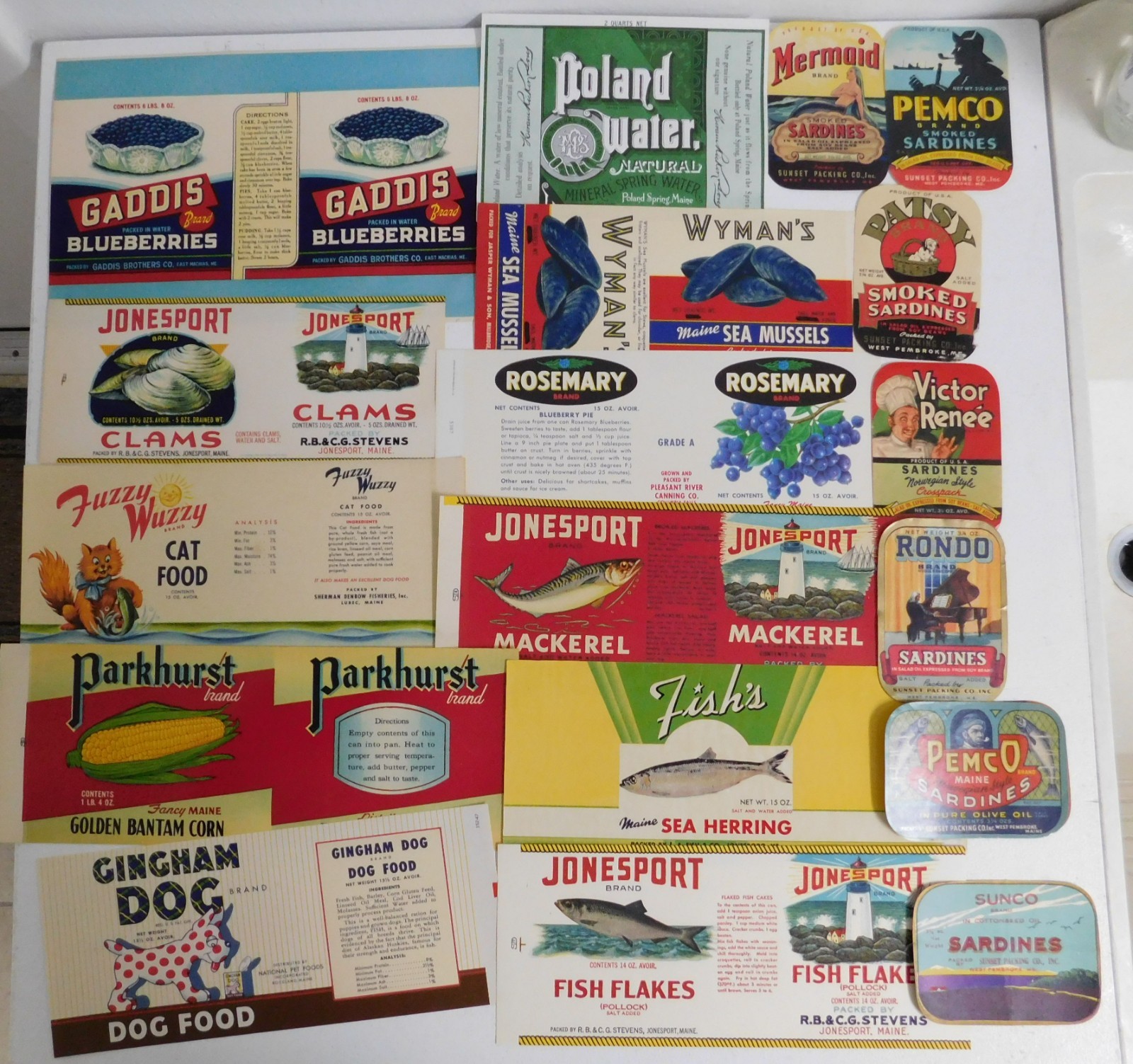 48 Different Vintage Maine Can Labels