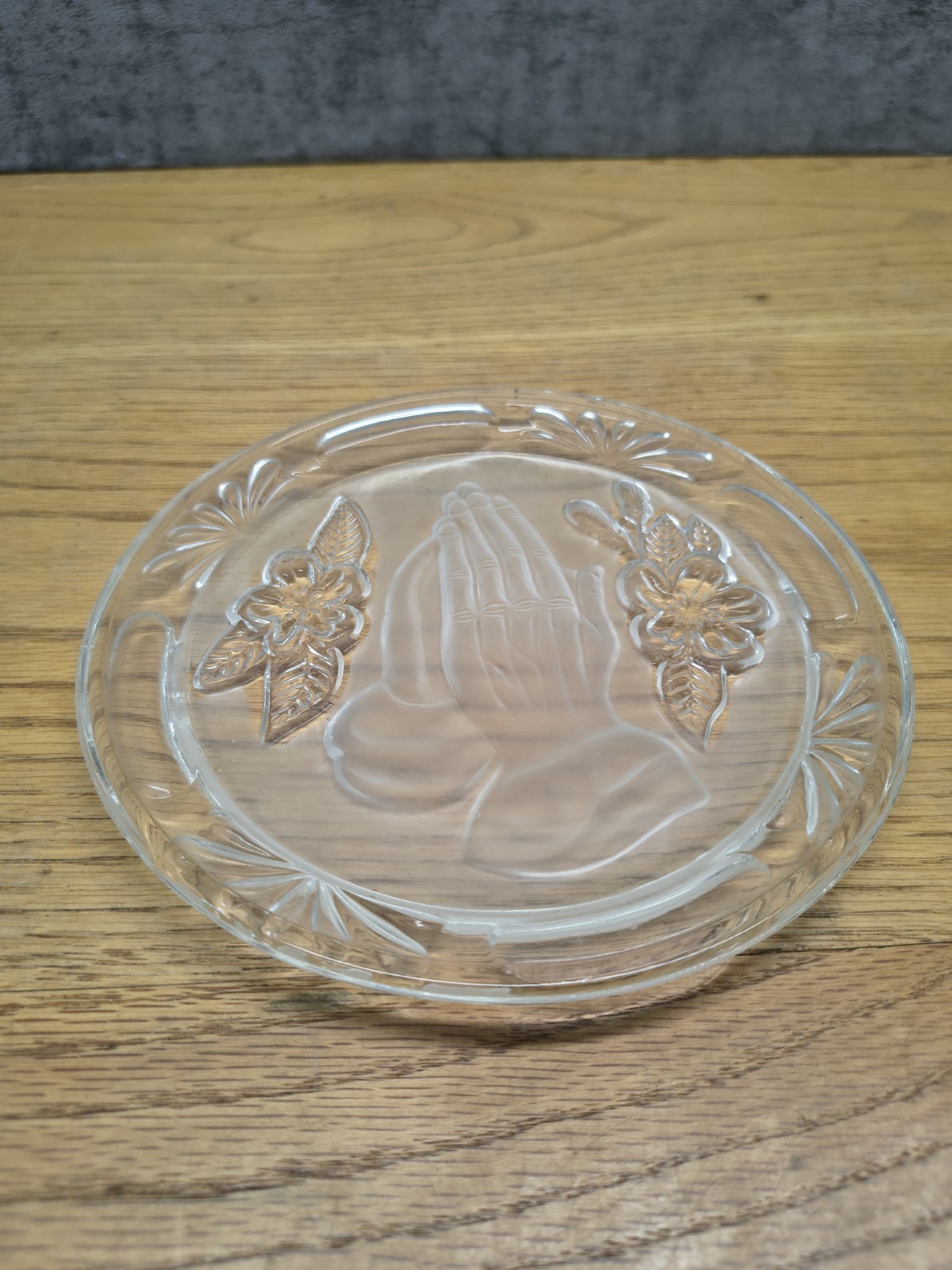 Praying Hands Religious Clear Glass Plate