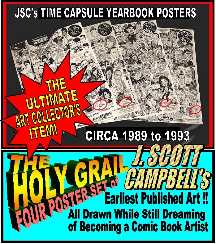 J. SCOTT CAMPBELL 1st Published Art-COAs -'90-'93 TIME CAPSULE Yearbook Posters