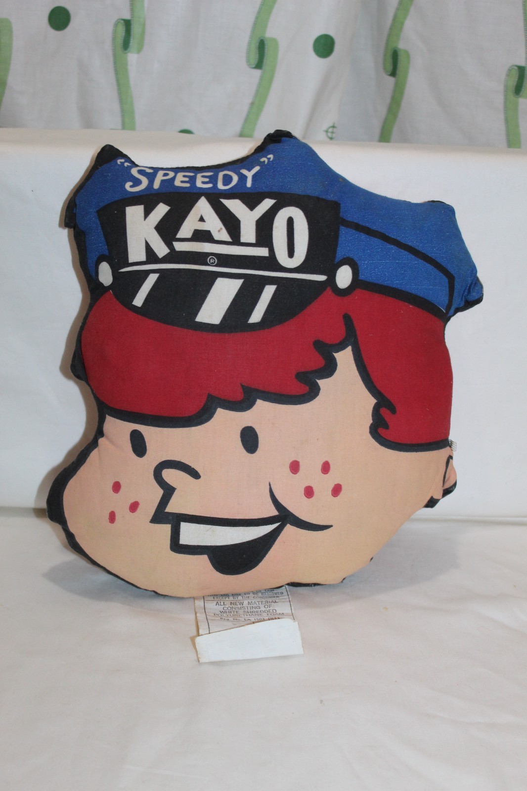 Vintage Speedy Kayo Kids Car Pillow Oil Advertising