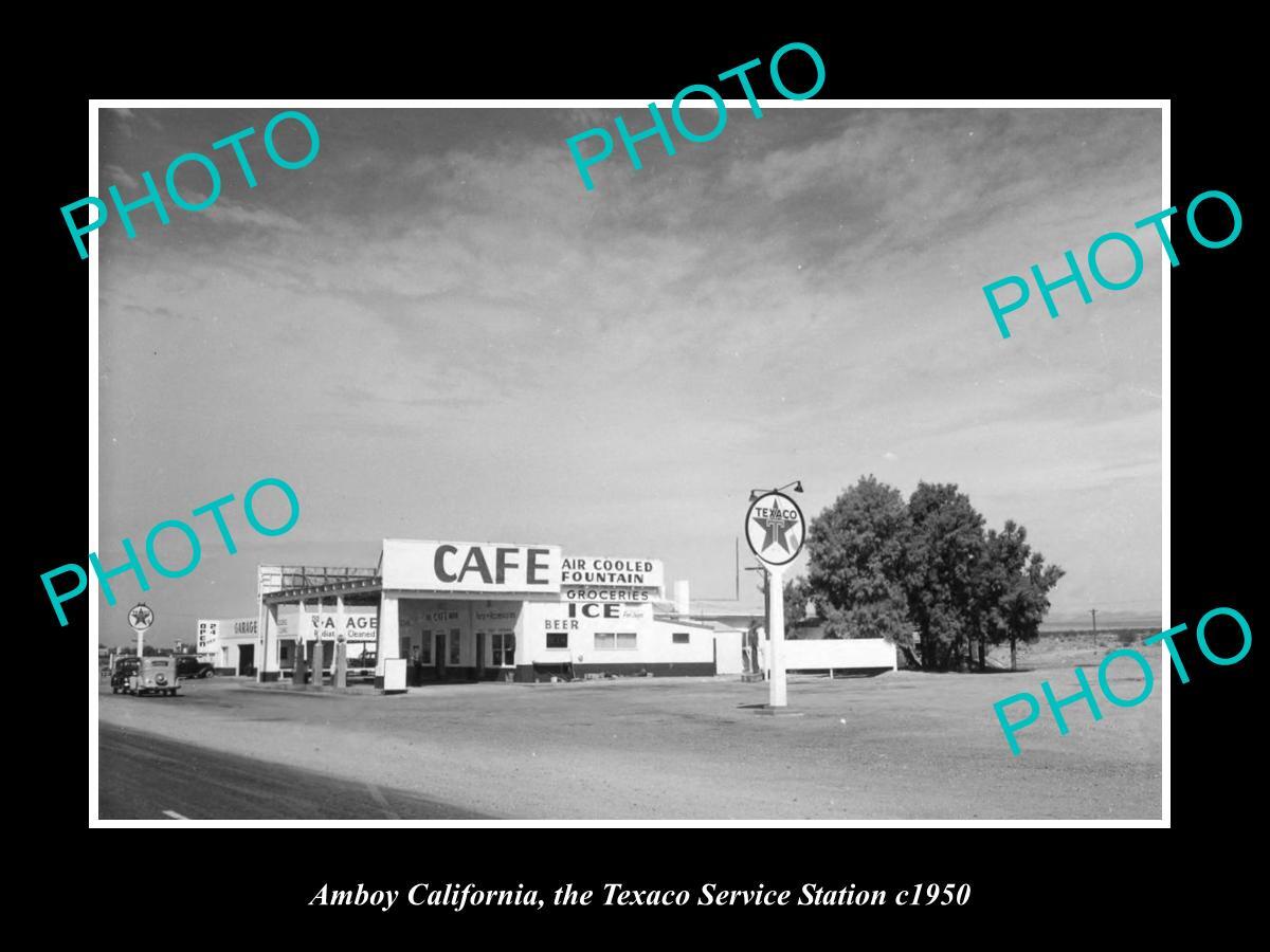 OLD POSTCARD SIZE PHOTO OF AMBOY CALIFORNIA THE TEXACO SERVICE STATION c1950