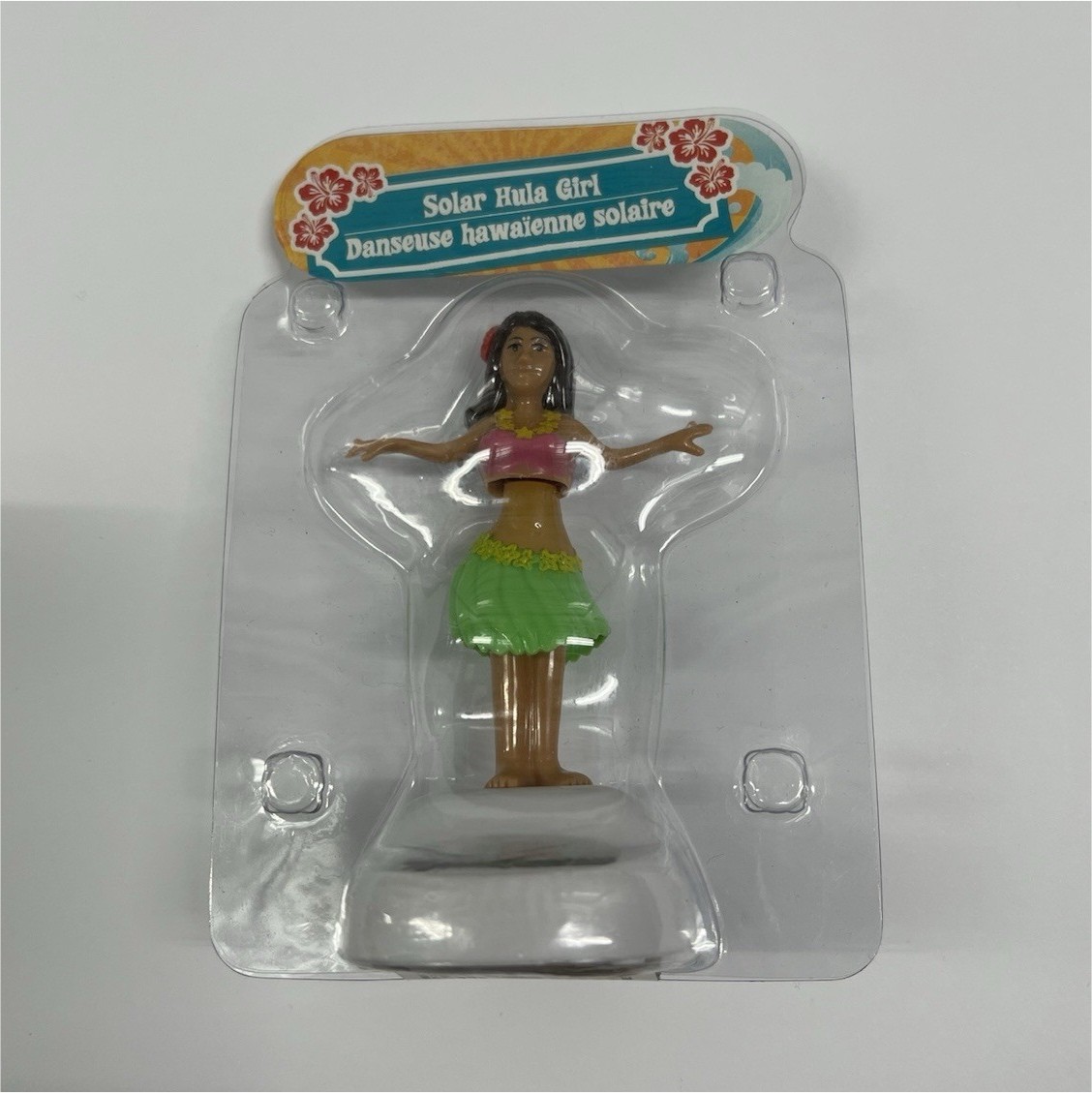 Solar Hula Girl Figurine Hawaiian Culture Green Skirt Collectible