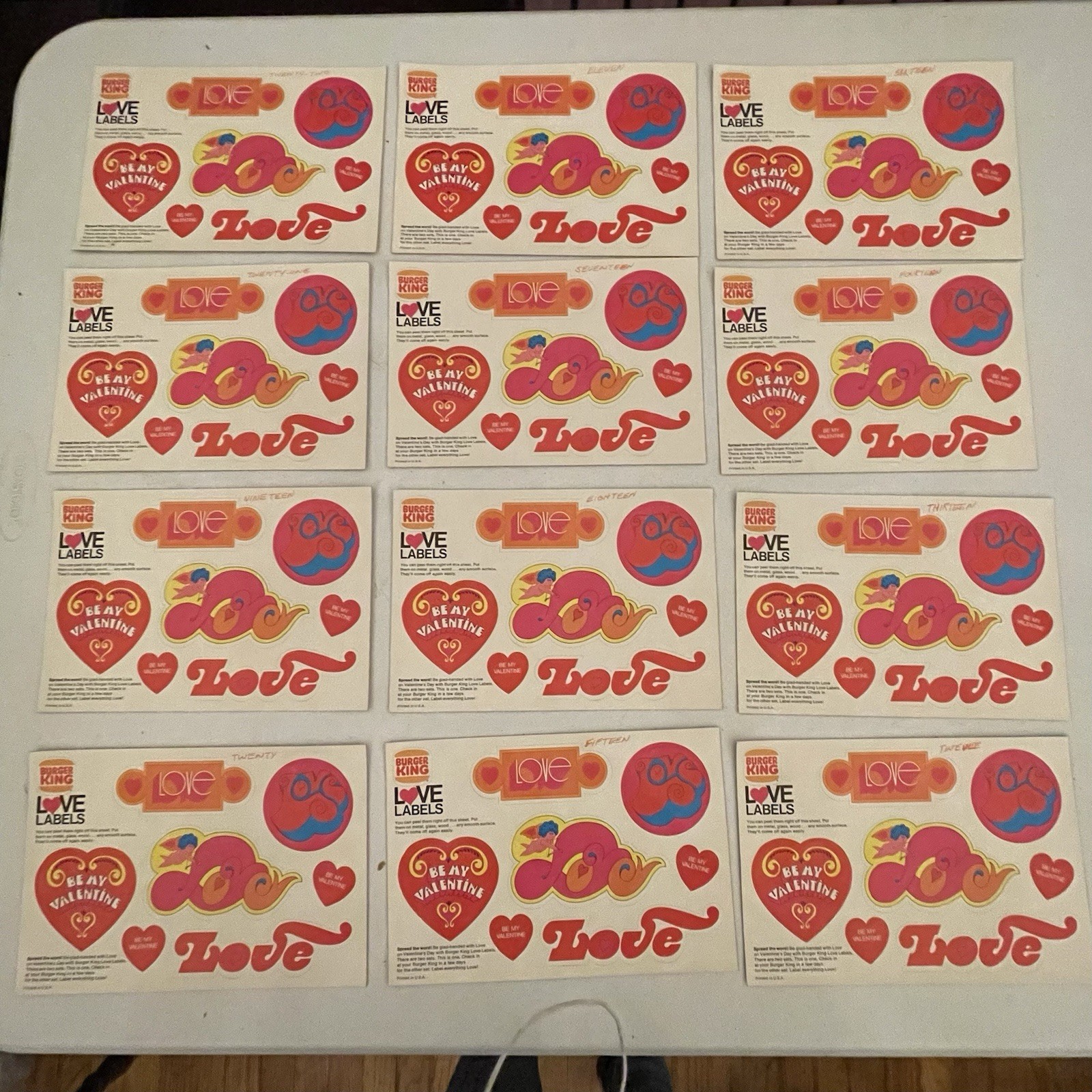 Lot Of 17 Sheets Of Burger King Stickers From 1970s Very Good Condition
