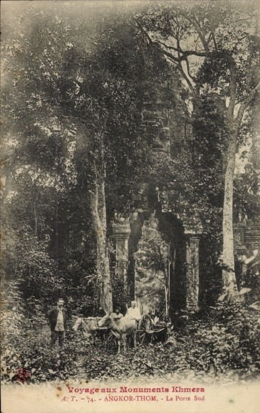 CPA Angkor Thom Cambodge, Voyage aux Monuments Khmers, Porte Sud - 5034127
