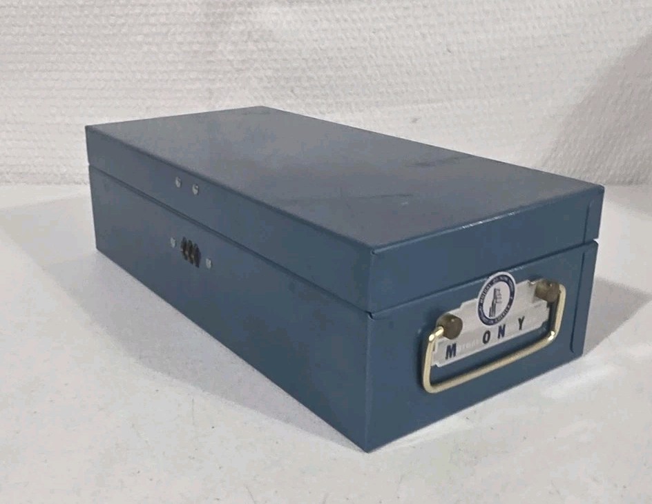 Vtg Mutual Of New York-First In America,  Blue Combination Lock Box