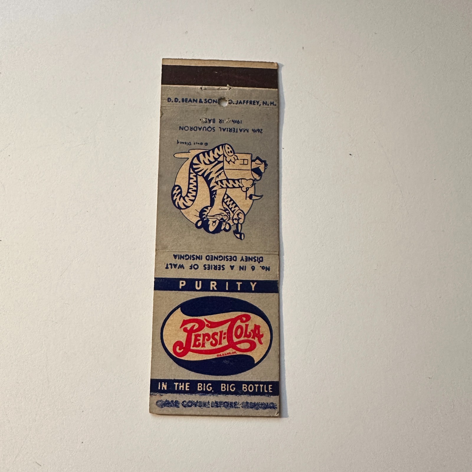 Pepsi Cola 1951 Disney Cartoon Insignia Vintage Matchbook Cover 5MB126-2