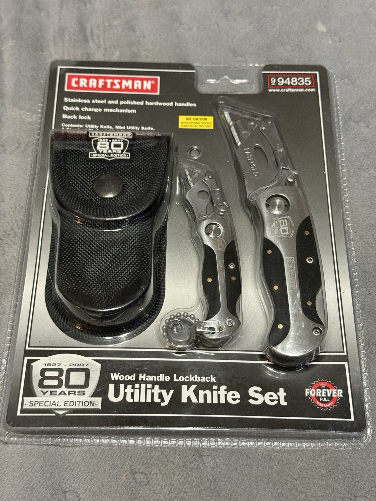 Craftsman 80th Anniversary Collectible Utility Knife Set Wood Handle 94835 New Craftsman 80th Anniversary Collectible Utility Knife Set Wood Handle 94835 New