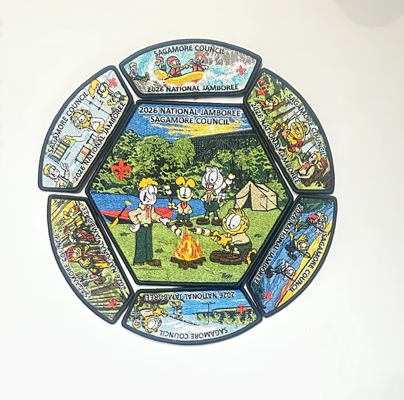 SAGAMORE COUNCIL 2026 JAMBOREE PATCHES 7-PIECE FULL SET GARFIELD THEME RARE