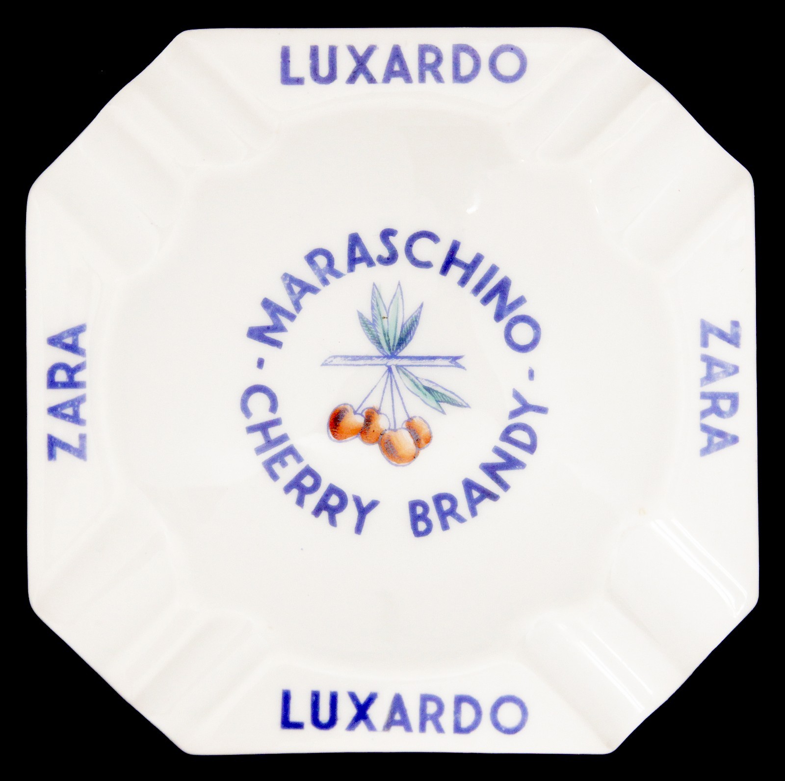 Vintage Verbano Laveno Luxardo Zara Maraschino Cherry Brandy Porcelain Ashtray