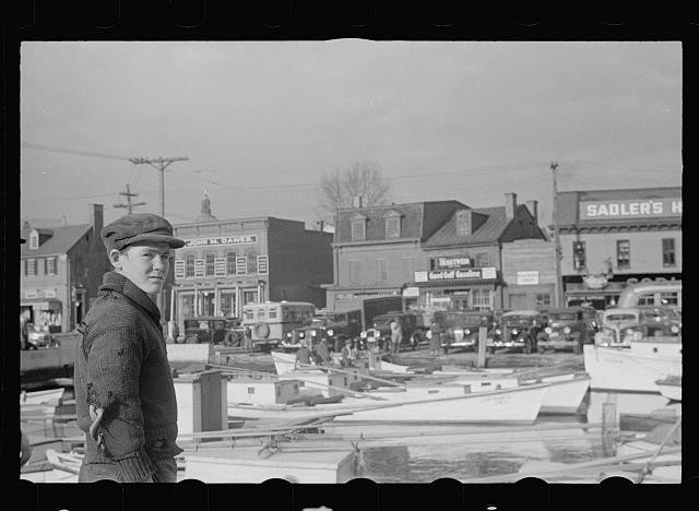 Annapolis Maryland 1930s Wharf Men Boats Harbor Downtown Street Scene