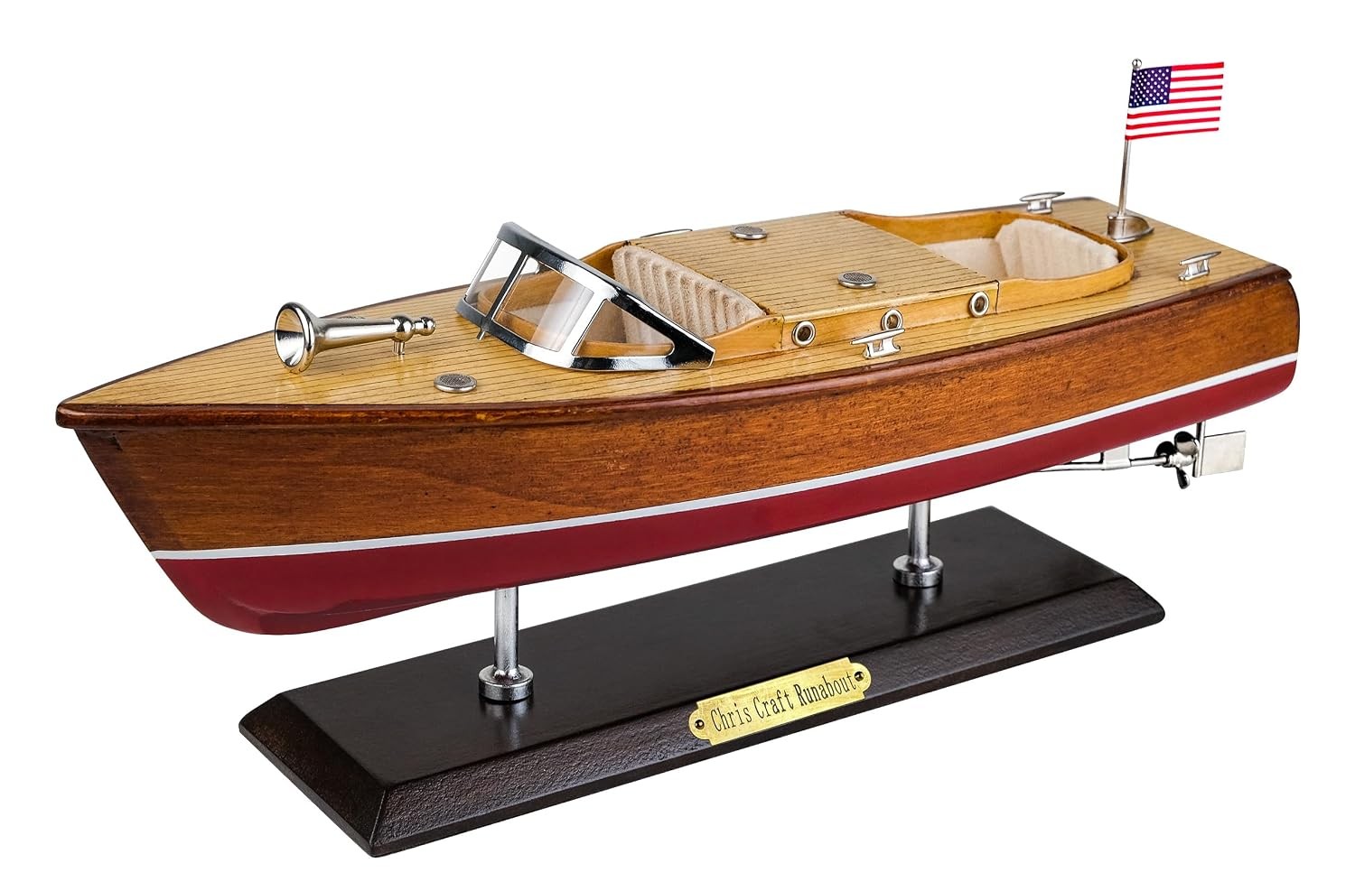 SAILINGSTORY Wooden Speedboat Model Chris-Craft Runabout Boat Yacht Decor