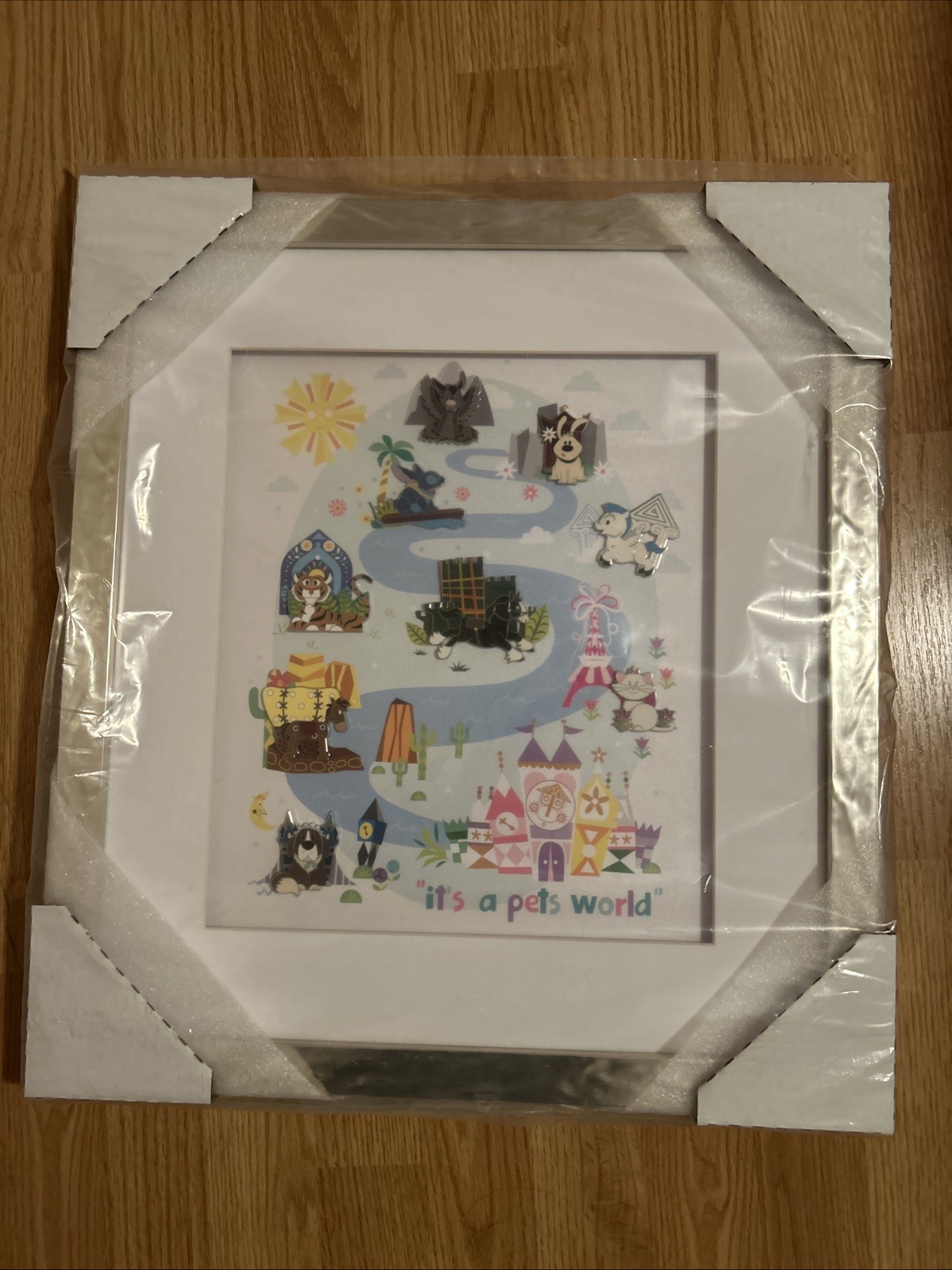 Disney 9 Pin Framed Set FairyTails Event It’s A Pets World Le 250 Marie Stitch