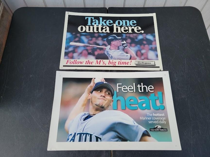 Vintage Oregonian News Tribune Seattle Mariners Advertising Signs Lot 2 Color