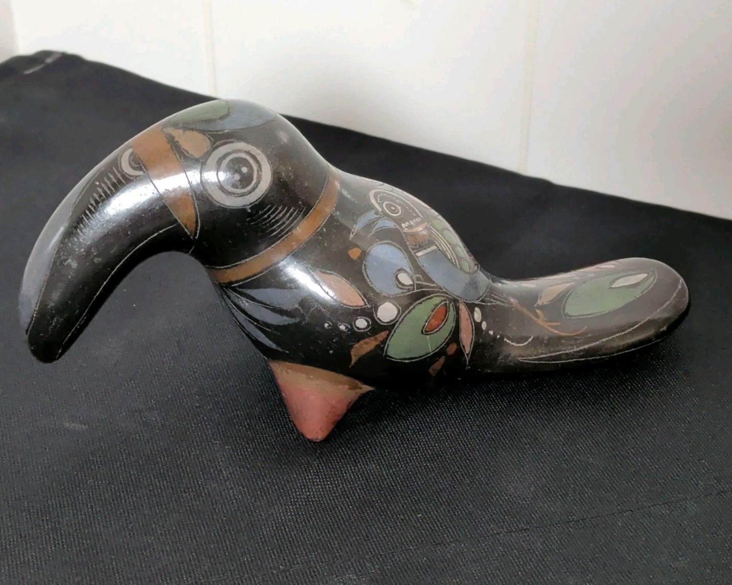 Vintage Mexican Folk Art Pottery Toucan Figurine From Tonalà Jalisco Un-signed