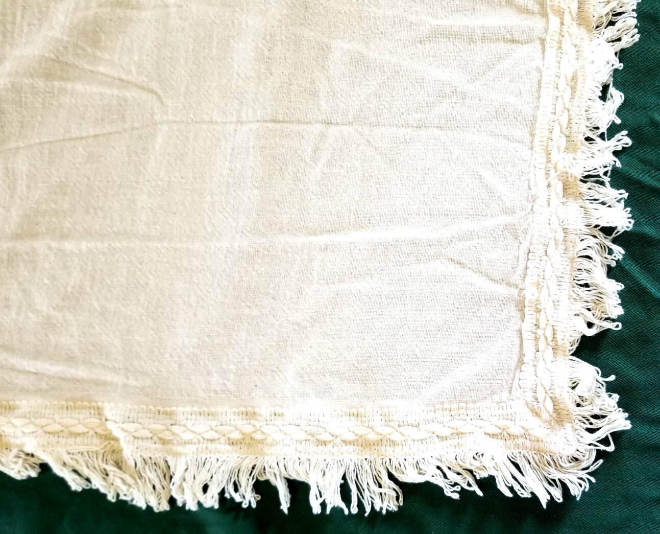 VTG Sleater Fifth Avenue 100% Cotton Farmhouse Rustic Tablecloth 61 x 111 Fringe