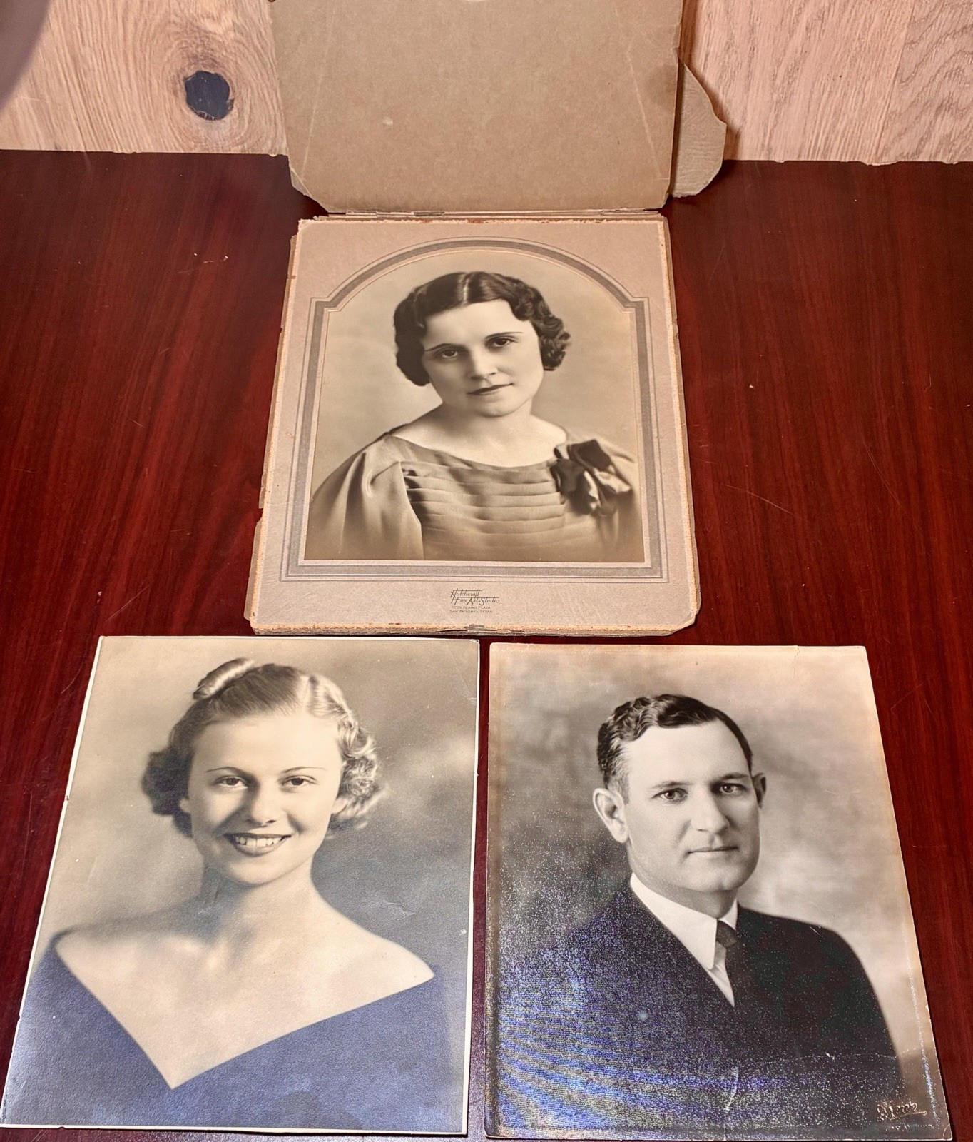 Lot 3 Vintage 1930s Studio Portraits Hutchcraft Fine Arts Studio San Antonio TX