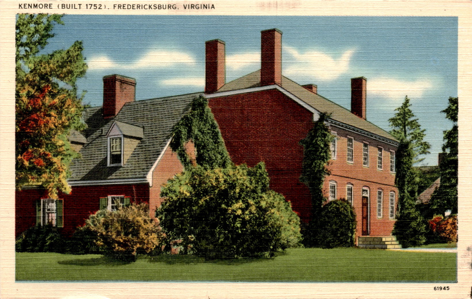 KENMORE (Built 1752), Fredericksburg, Va. Postcard