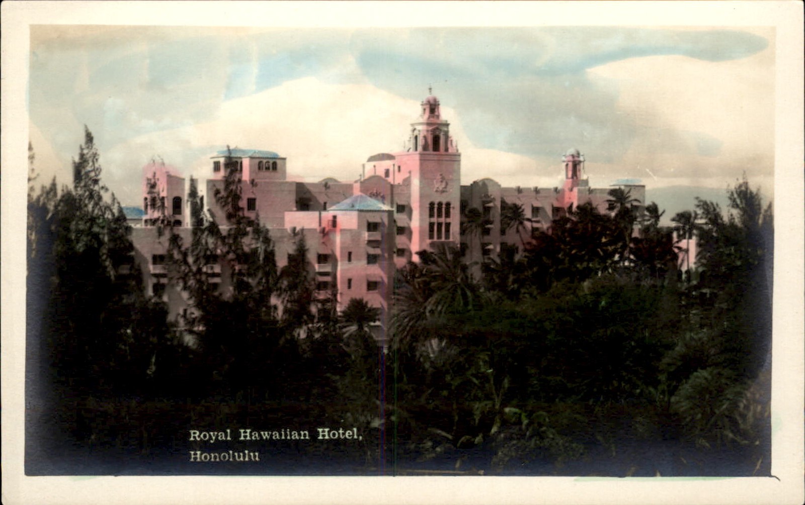 Honolulu HI Royal Hawaiian Hotel c1920s-30s Real Photo TINTED Postcard bhn