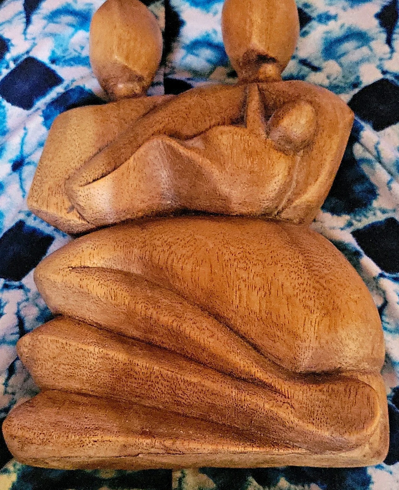Vintage Abstract Wooden Family Sculpture | Hand Carved Suar Wood Family Figurine