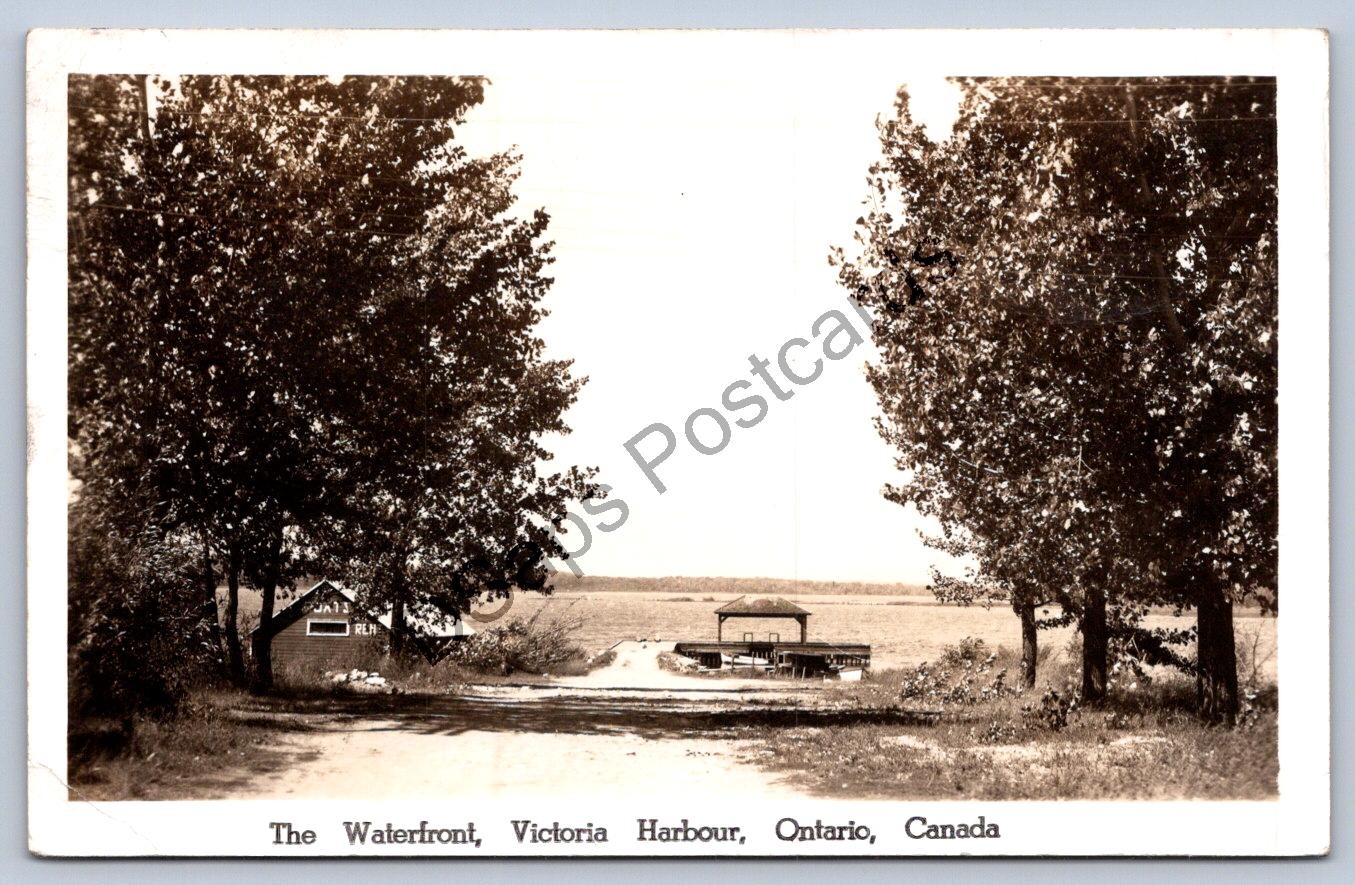 K65/ Victoria Harbour Ontario Canada RPPC Postcard c1940s Waterfront 509