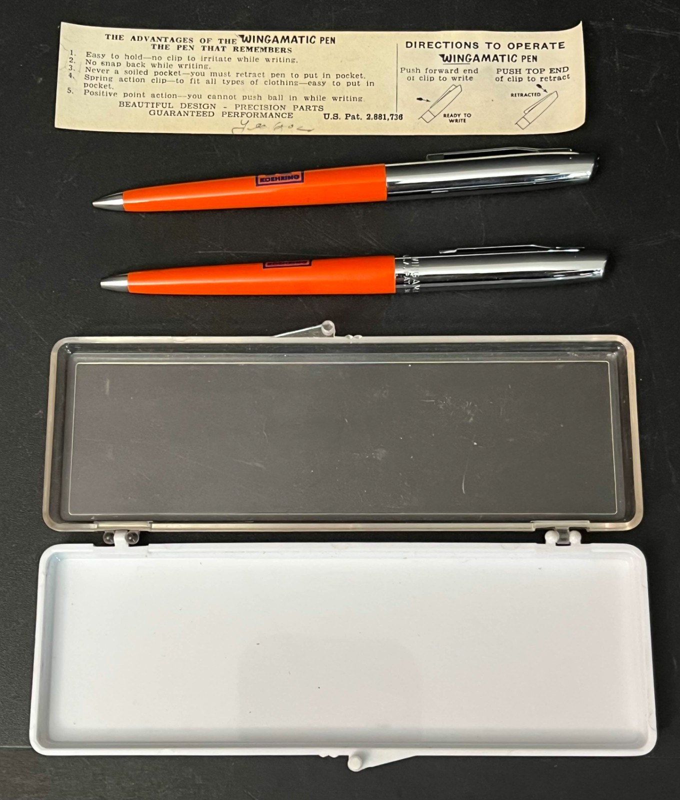 Vintage Columbia Wingamatic Pen Pencil Set Koehring Advertising Case Instruction