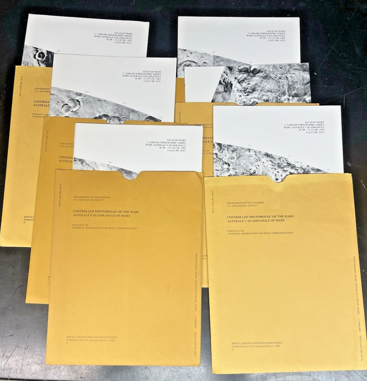 6 Lot USGS Mars South Pole Photomosaic Maps NASA 1985 I-1633 - I-1638 Pristine