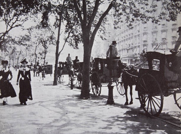 Street scene New York City USA early 1900s Historic Old Photo