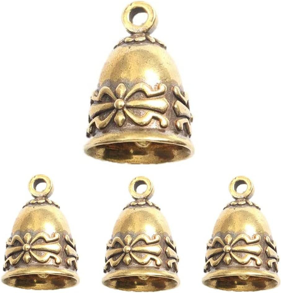 4 Pack Small Vintage Brass Hanging Bells Home Decor Craft Ornament Bells