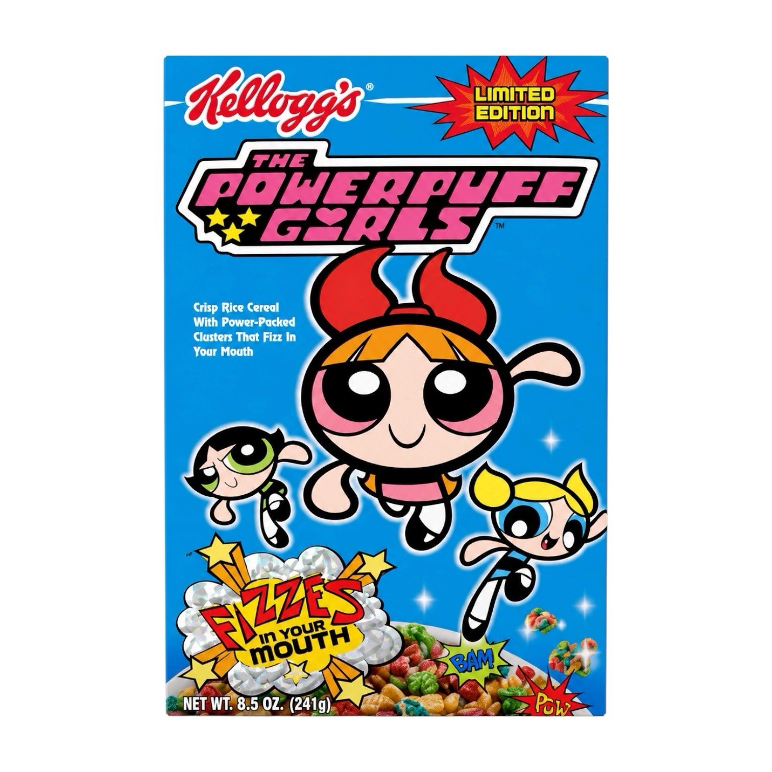 RARE Kellogg’s Powerpuff Girls 2000 Cereal Box SEALED Fizzes In Your Mouth
