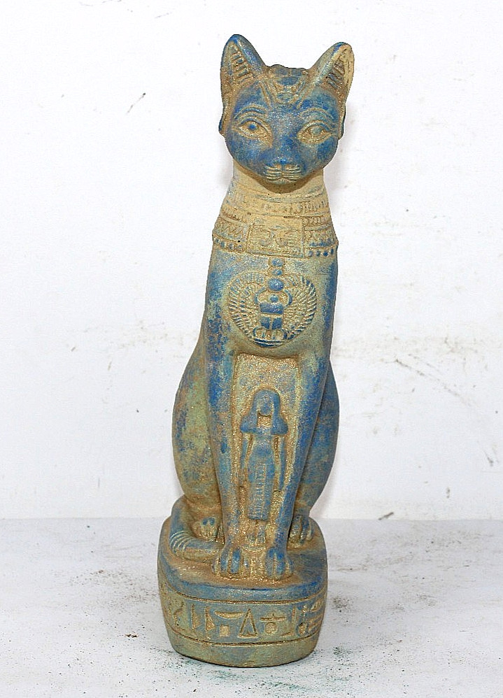 HANDMADE ANCIENT EGYPTIAN Cat Bast Bastet Unique Pharaonic Statue (BA)