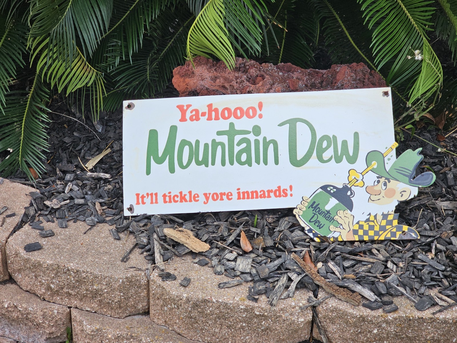 RARE GIANT Ya-hooo MOUNTAIN DEW PORCELAIN  SIGN  24\