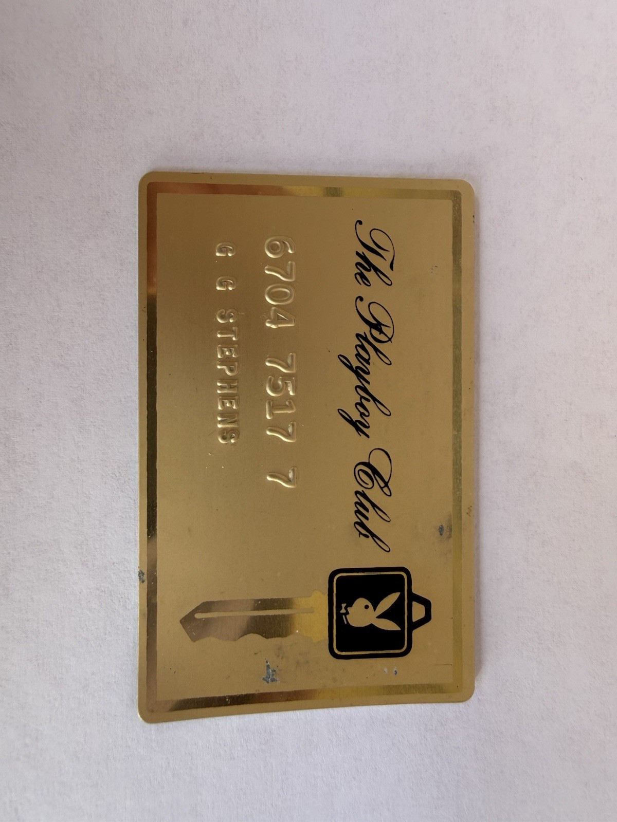 Vintage Playboy Club Gold Metal Key Card Membership G G Stephens International