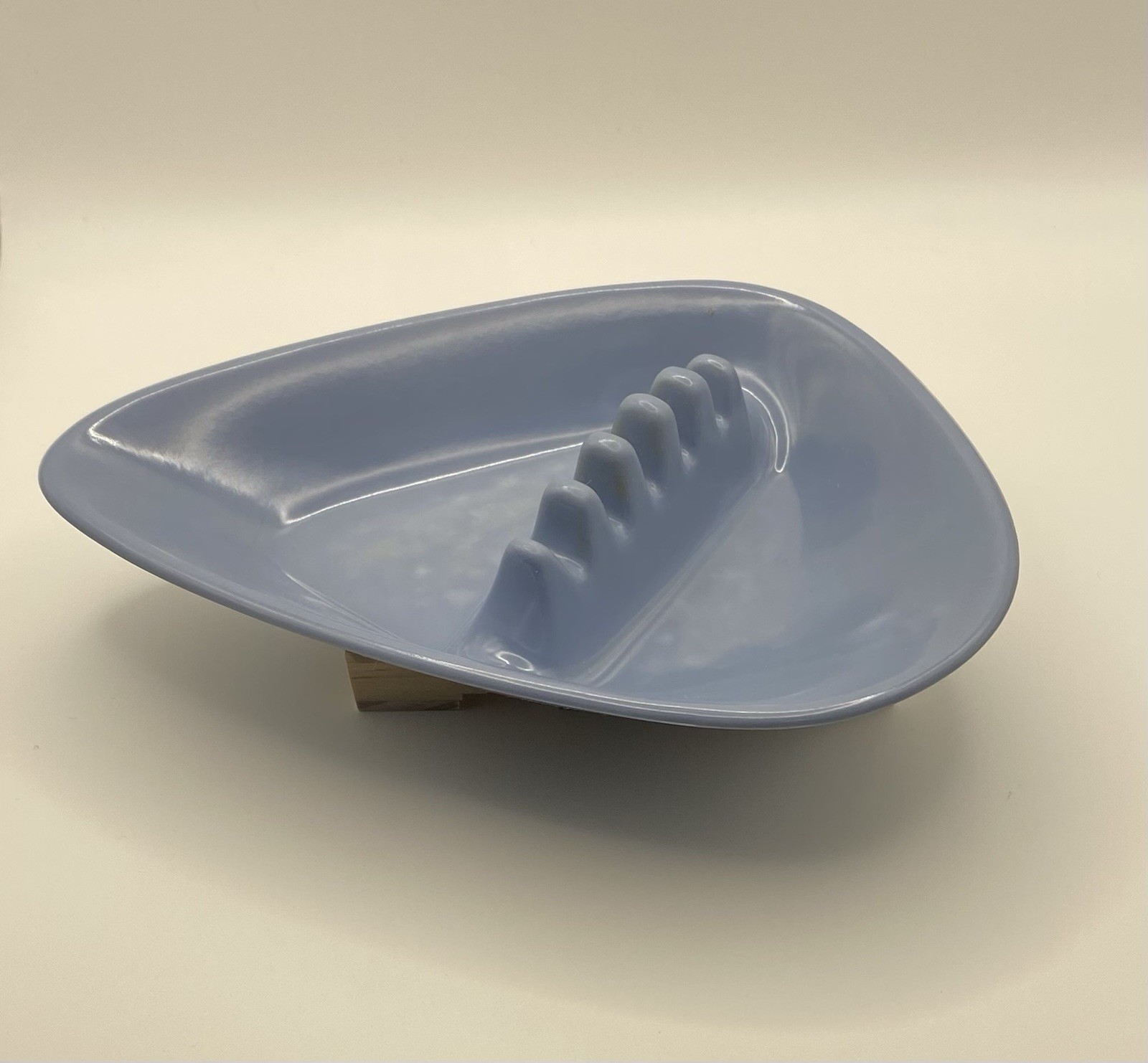 Vintage Mid Century Modern Anholt Atomic Boomerang Ashtray in Baby Blue