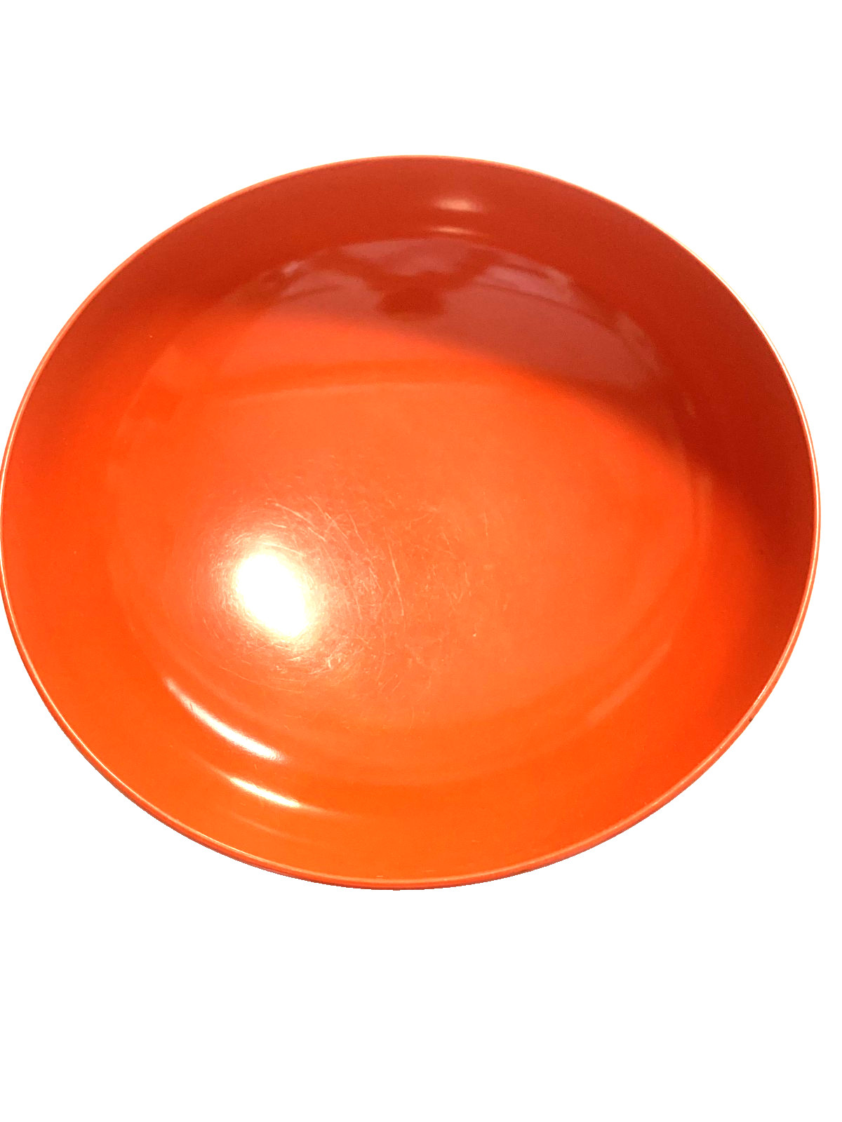 Vintage PROLKON Melmac Footed Salad Mixing Bowl Orange-Red 11\