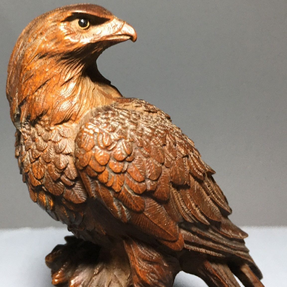 Antique Collection Old Wood Carved Eagle Ornament Solid Wood Animal Decoration