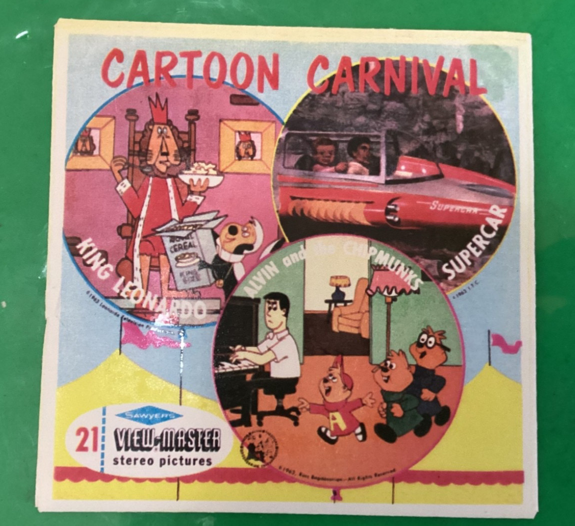 RARE 1963 Viewmaster CARTOON CARNIVAL B 521 - Supercar, Alvin, King Leonardo RARE 1963 Viewmaster CARTOON CARNIVAL B 521 - Supercar, Alvin, King Leonardo