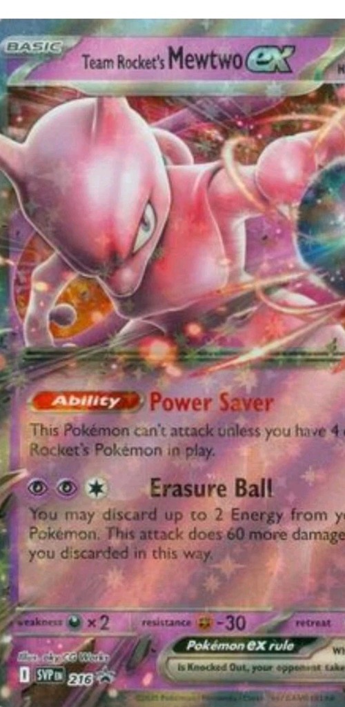 Team Rocket's Mewtwo ex SVP 216 Black Star Promo Pokemon Card Team Rocket's Mewtwo ex SVP 216 Black Star Promo Pokemon Card