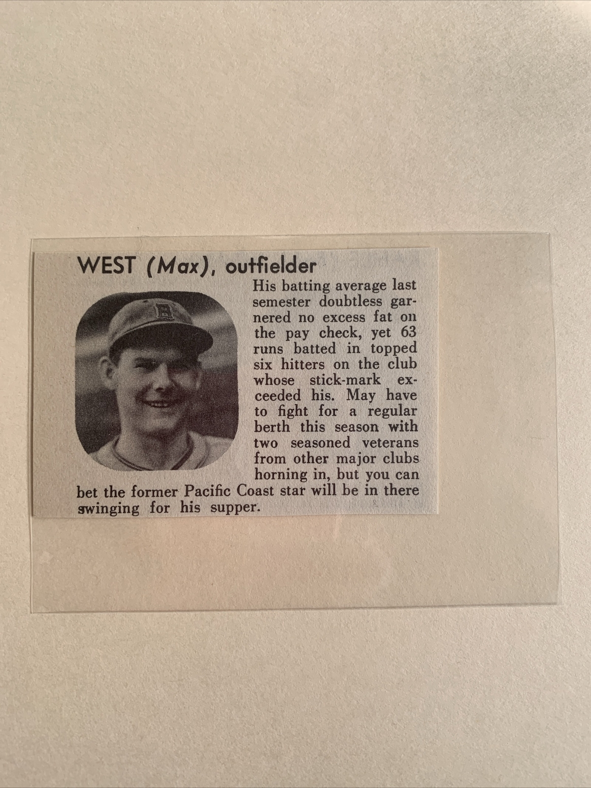 Max West & Bob Kahle Boston Bees 1939 Baseball WW MLB Panel