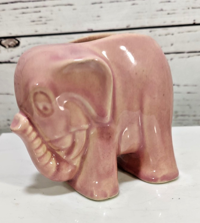 Vintage MCM Pink Ceramic Elephant Planter 4 Vintage MCM Pink Ceramic Elephant Planter 4