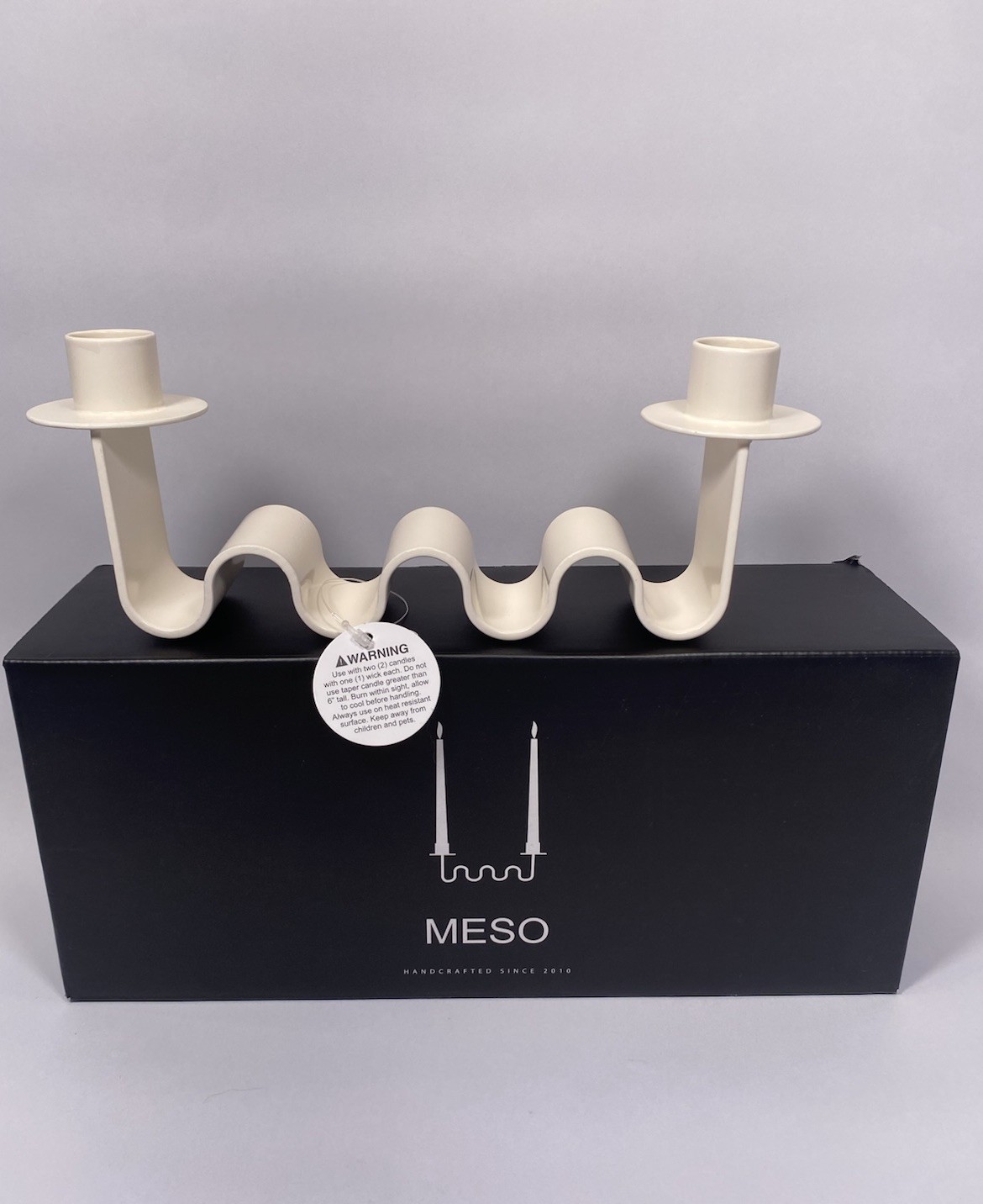 MESO Helen White Wavy Double Tapered Candle Holder- Open Box MESO Helen White Wavy Double Tapered Candle Holder- Open Box