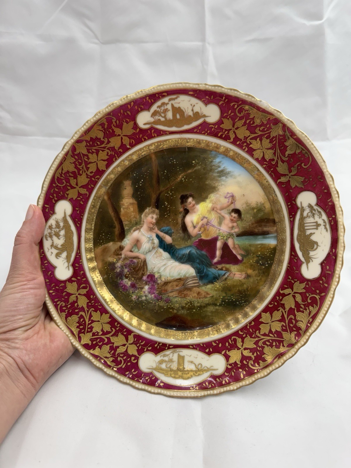 antique Royal Vienna style porcelain cabinet plate