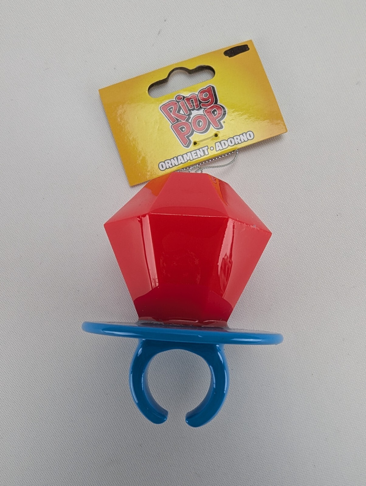 Ruz Ring Pop Large Plastic Ornament Novelty Candy Red Blue 3.25\